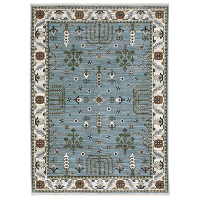 Oriental Weavers Keira KEI06 Pale Blue / Green Indoor Area Rug - 5'3" x 7'6"