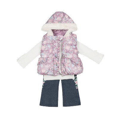 Little Lass Toddler Girls' 3 Piece Puffer Vest Set