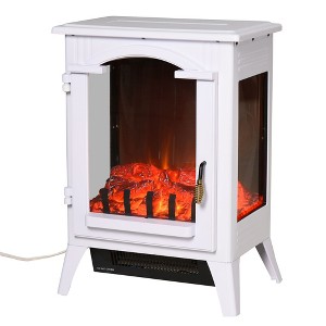 NicBex 23"W Electric Fireplace Freestanding Heater Stove Fireplace with 3D Realistic LED Flames and Logs,Overheating Protection,1500W Heat,White - 1 of 4