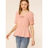 INSPIRE CHIC Women's Scoop Neck Puff Sleeve Elastic Waist Peplum Top - 2 of 4