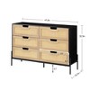 6 Drawers Dresser for Bedroom, Natural Rattan Drawer with Spacious Storage, Wood Chest of Drawers with Metal Legs - 2 of 4