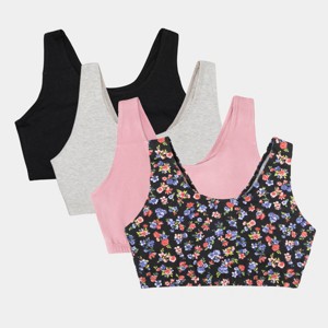 Fruit of the Loom Women's Tank Style Cotton Sports Bra 4-Pack - 1 of 4