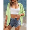 Womens Short Sleeve Cardigan Beach Cover Up Hollow-Out Sweater Cardigan Batswing Sleeve Cover Up Lightweight Cardigan - 3 of 4