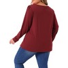 Women's Plus Size Crew Neck Front Tucks Detail Long Sleeve Solid Casual Basic Tunic Blouse - Agnes Orinda - 4 of 4