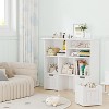Toy Storage Cabinet with 3 Movable Drawers 6-Cubby Kids Bookcase Floor Storage Organizer with Hidden Wheels & Large Open Bookhelf - 3 of 4