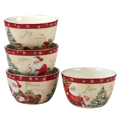 24oz 4pk Holiday Wishes Ceramic Cereal Bowls - Certified International