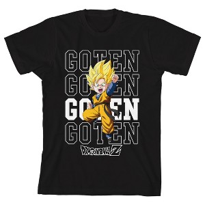 Dragon Ball Z Super Saiyan Goten Repeat Text Boy's Black Crew Neck Short Sleeve T-shirt - 1 of 3