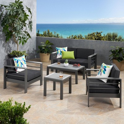 5pc Cape Coral Aluminum Seating Set Gray - Christopher Knight Home