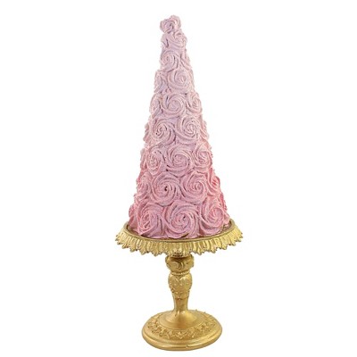 Home Decor 12.0" 12.00 Inch Pink Rosette Tree Tabletop Wedding Bridal Holiday  -  Decorative Figurines