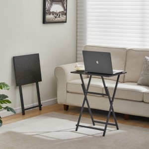 2-Pack Black Folding TV Tray Tables, No Assembly, Portable, Industrial Rustic Design - 1 of 4