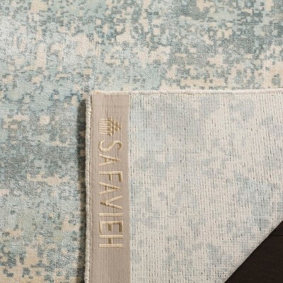 Aqua Blue Hand-Knotted Wool and Viscose 6' x 9' Area Rug