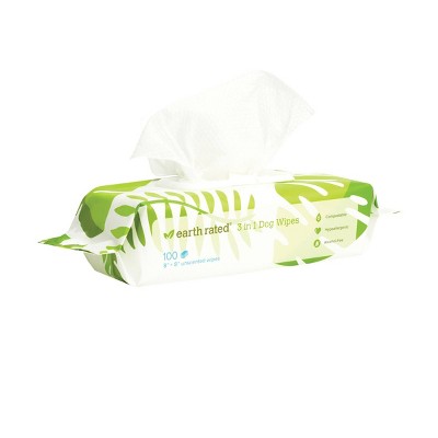 Earth Rated Compostable Wipes for Dogs - Unscented - 100ct