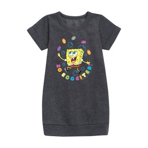 - SpongeBob SquarePants - So Eggcited Graphic Short Sleeve Fleece Dress - 1 of 4