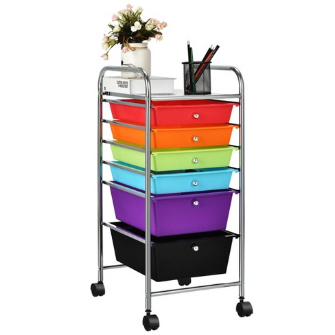 Costway Scrapbook Paper Rolling Storage Cart with 15 Drawers in Clear