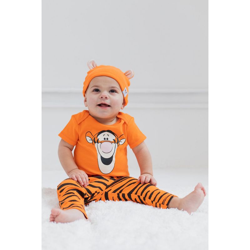 Disney Classics Winnie the Pooh Lion King Bambi Baby Bodysuit Pants and Hat 3 Piece Outfit Set Newborn to Infant, 2 of 8