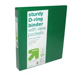 1" 3 Ring Binder Clear View Green - up & up™