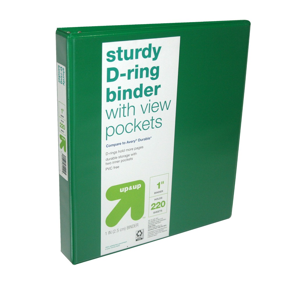 Photos - File Folder / Lever Arch File 1" 3 Ring Binder Clear View Green - up & up™