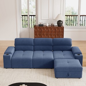 GDFStudio Isolde 105'' Modern L-Shaped Upholstered 4-Seater Sofa with 1 Storage Ottoman and Adjustable Backrest - 1 of 4