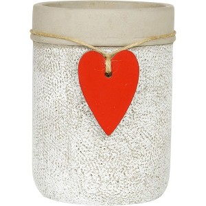 Classic Home and Garden Indoor/Outdoor Cement Planter with Drainage Hole, Heart Vase, Large, Whitewash - 1 of 3