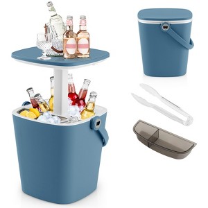 Tangkula Portable Cooler Table with Handle 4 Gallon Beer and Wine Cooler w/ Lift Top Lid & Bottle Opener 3-in-1 Outdoor Cocktail Drink Table Black/Blue - 1 of 4