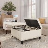 Faux Leather Lift-Top Coffee Table Ottoman, Large Upholstered Footrest Stool Toy Box Storage - 2 of 4