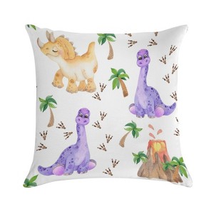 Purple Dinosaur Pillow Covers 18x18 Decorative Throw Pillows Soft Square Cushion Covers for Couch Sofa Bedroom - 1 of 1