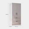 Wooden Armoire Wardrobe Closet with 2 Drawers, 70 "Tall Clothing Storage Cabinet with 2 Doors, Modern Bedroom Clothing Armoires with Hanging Rods - 2 of 4