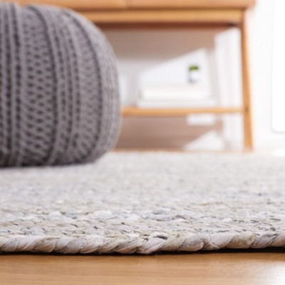 Handmade Light Gray Braided Cotton Oval Area Rug