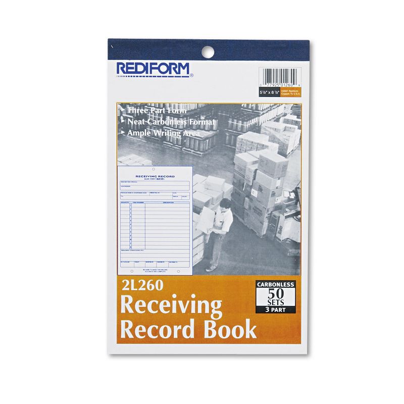 Rediform Receiving Record Book 5 1/2 x 7 7/8 Three-Part Carbonless 50 Sets/Book 2L260, 2 of 3