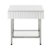 Waves Coastal 1 Drawer Side Table Glossy White - Treasure Trove Accents: Modern 24x24 End, Fluted Design, Stainless Frame - 2 of 4