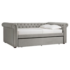 Beekman Place Chesterfield Daybed with Trundle - Queen - Smoke - Inspire Q, Grey