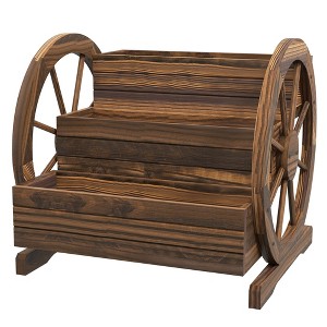 Wooden Wagon Planter Box, 3-Tier Raised Garden Bed, for Vegetables Flowers Herbs, 25" x 24" x 23" - 1 of 4
