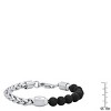Steeltime Men's stainless steel wheat link chain and black lava beads bracelet - 3 of 4