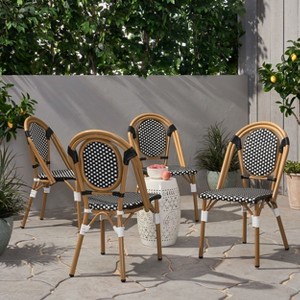 Christopher Knight Home Remi Outdoor French Wicker and Aluminum Bistro Chairs (Set of 4) - 1 of 4