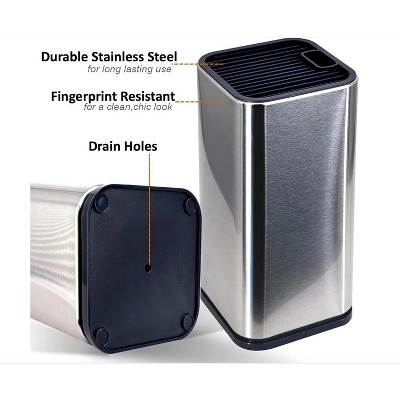 Silver Stainless Steel Universal Knife Block Holder with Scissor Slot