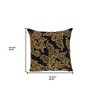 HomeRoots 22" Black and Orange Floral Cotton Throw Pillow With Embroidery - 3 of 4