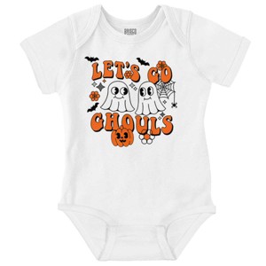Cute Halloween Ghosts Let's Go Ghouls Baby Bodysuit Jumper Girls Brisco Brands - 1 of 4