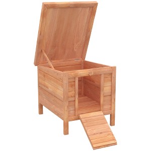 PawHut Small Wooden Rabbit Hutch Bunny Cage Guinea Pig House Dog Cage with Openable & Waterproof Roof - 1 of 4