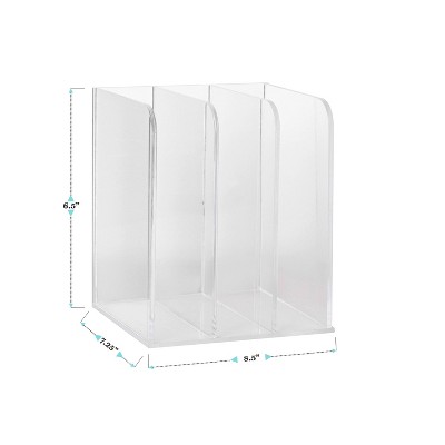 Clear Acrylic 3 Section File Holder with Anti-Slip Feet