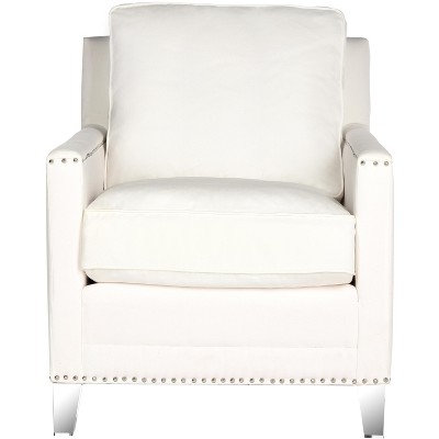 Hollywood Glam Tufted Acrylic White Club Chair W/ Silver Nail Heads  - White/Clear - Safavieh