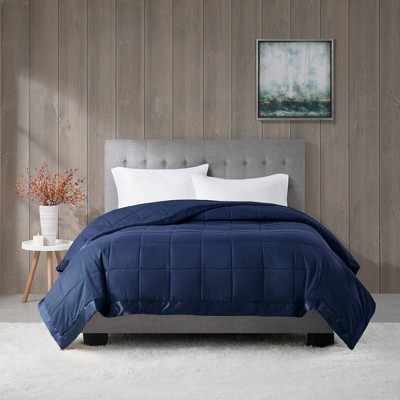 Full/Queen Blue Down Alternative Blanket with Satin Trim