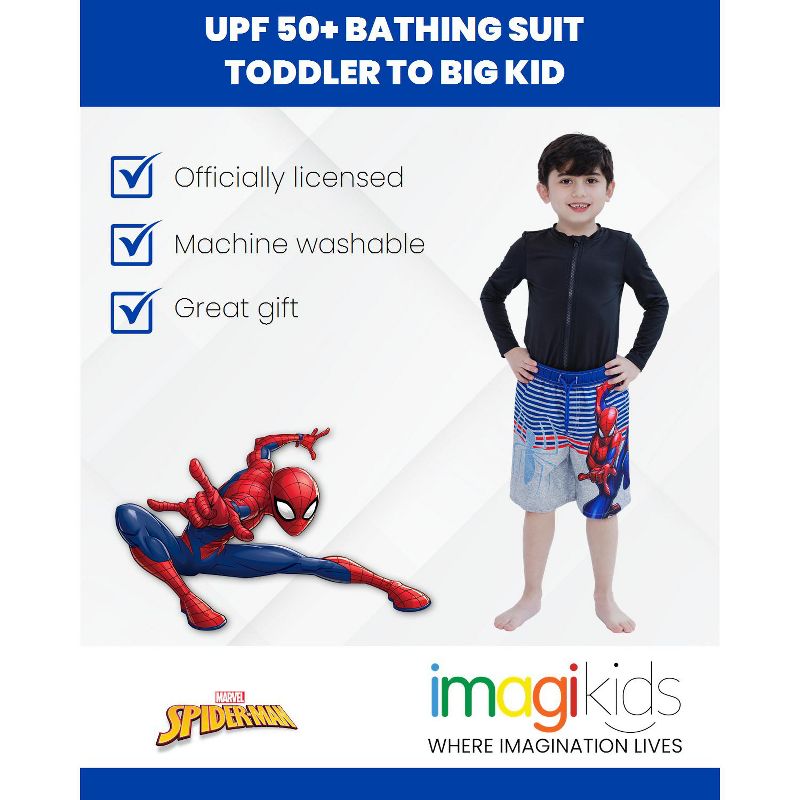 Marvel Spider-Man Avengers Spidey and His Amazing Friends UPF 50+ Swim Trunks Toddler to Big Kid, 2 of 7
