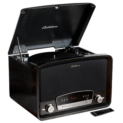 Electrohome Kingston Vintage Vinyl Record Player Stereo System - Turntable,  Bluetooth, Radio, Cd, Aux, Usb, Vinyl To Mp3 - Black : Target