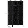 Vynxaria 6' Tall Wicker Weave 3 Panel Room Divider Privacy Screen - Black - 4 of 4
