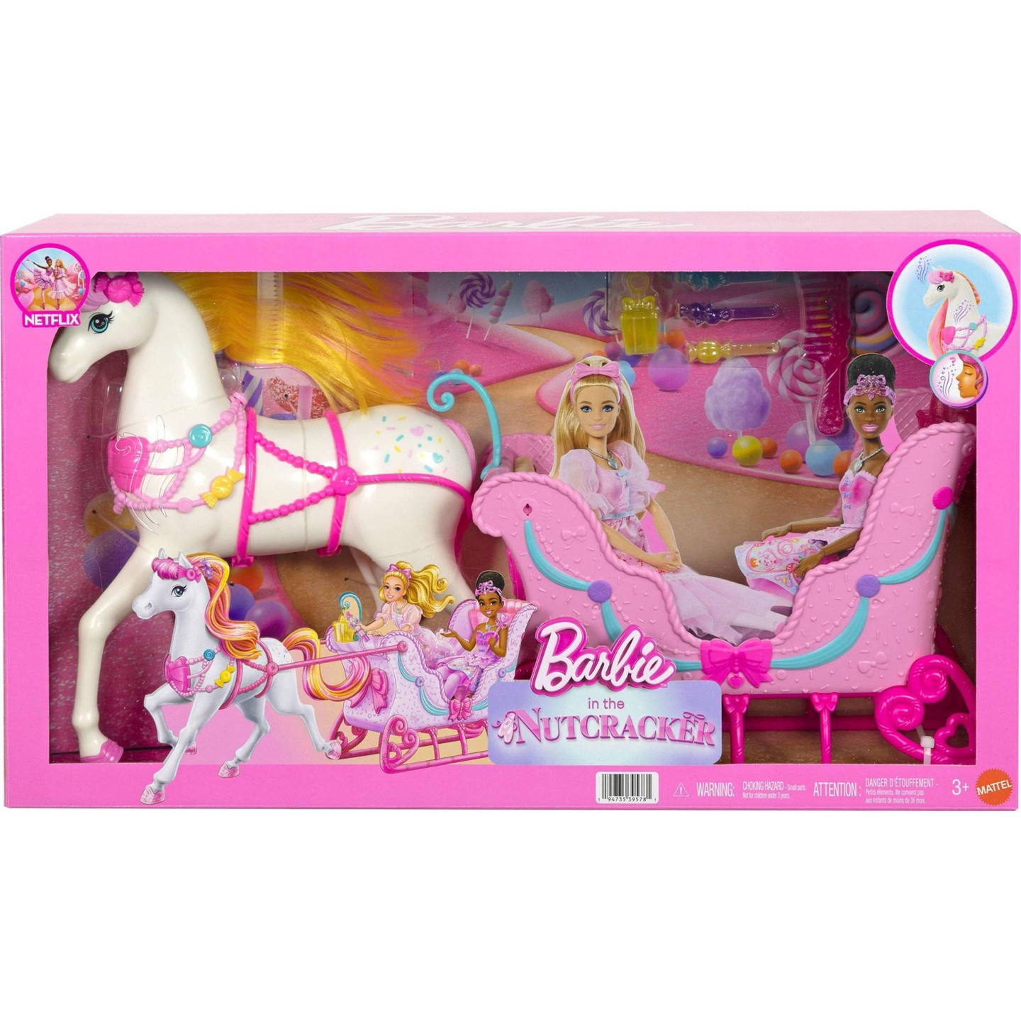 Детские куклы Barbie in the Nutcracker Land of Sweets Horse and Sled with Colorful Scented Hair and Candy-Scented Accessories — фото 6