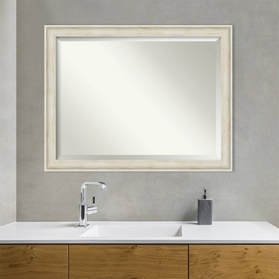 Regal Birch Cream Rustic Rectangular Wall Mirror 41.82" x 52.2"