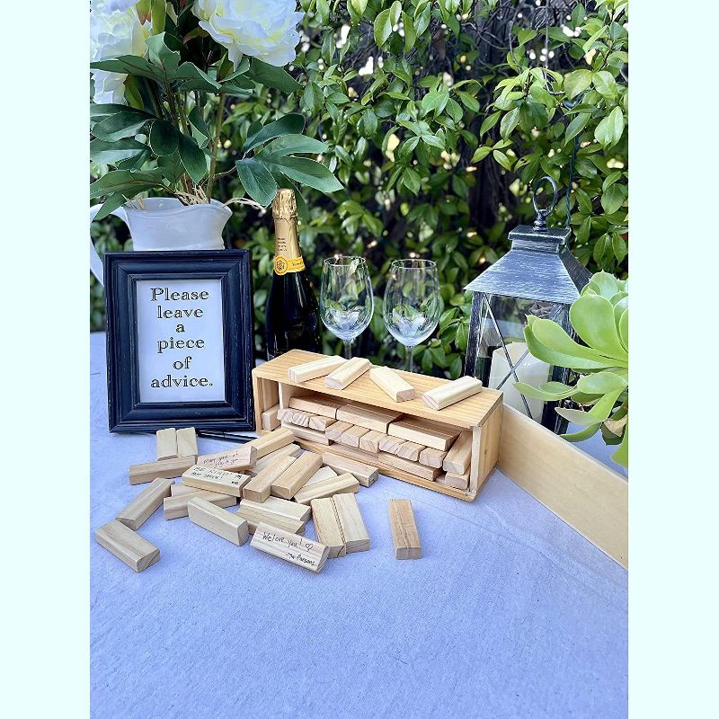 WE Games Wood Block Stacking Party Game That Tumbles Down when you play - Includes 12 in. Wooden Box and die, 4 of 11
