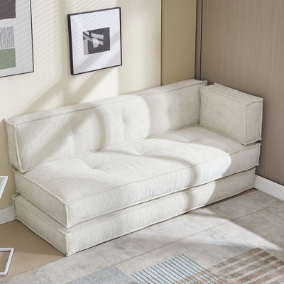 Modular Chaise Lounge Freely Combinable Sleeper Sofa Bed Daybed Lazy Sofa Couch, Space-saving, Chenille Upholstered-ModernLuxe