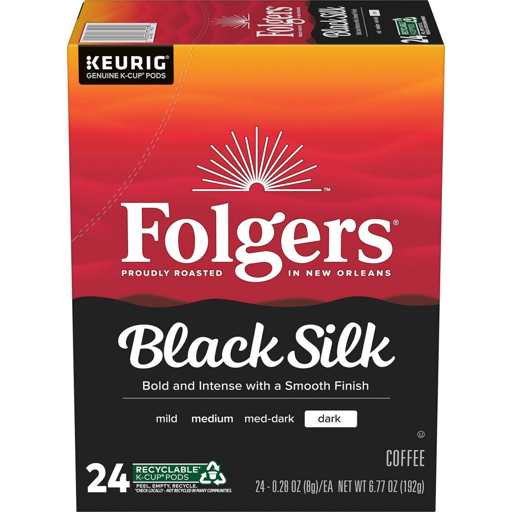 Photos - Coffee Folgers Black Silk Dark Roast  Pods - 24ct