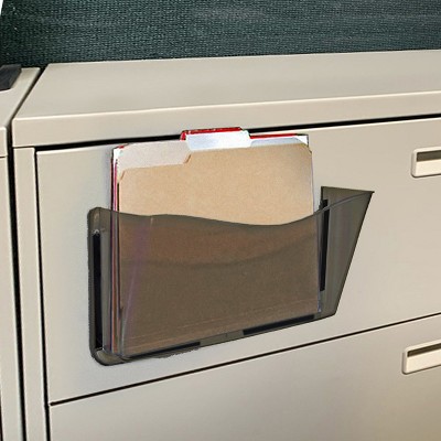 Dark Gray Smoke Polystyrene Wall File Pocket with Magnets, 4-Pack